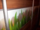 zabudowa drzwi przesuwne , szkło grafika tulipany